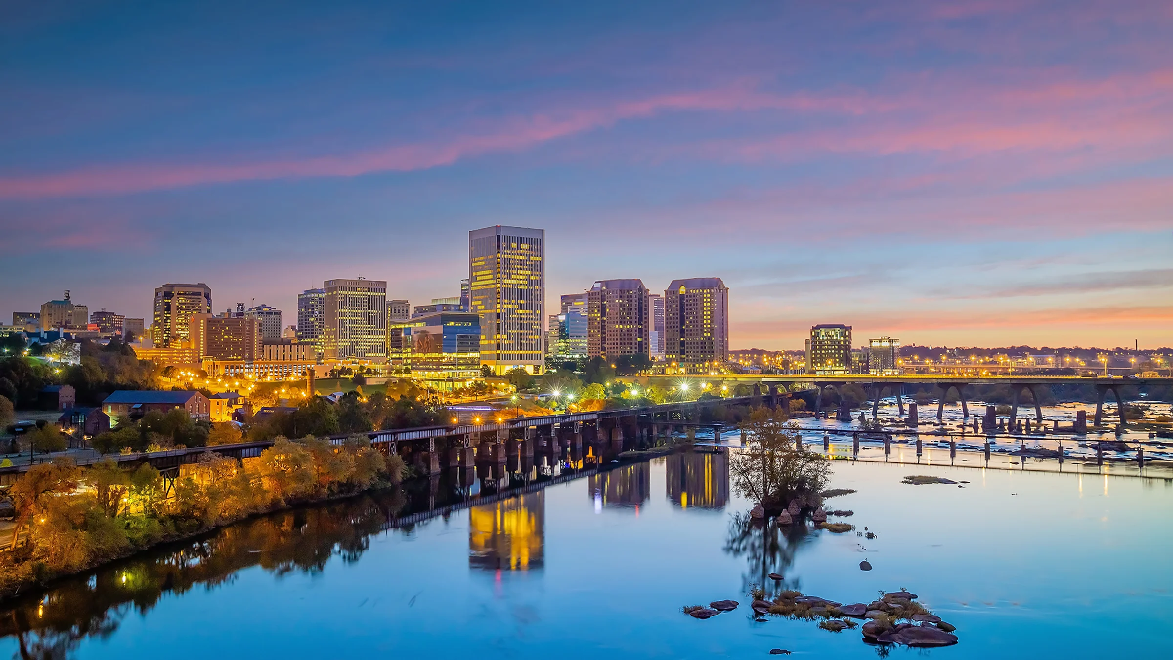 Richmond Virginia skyline and river