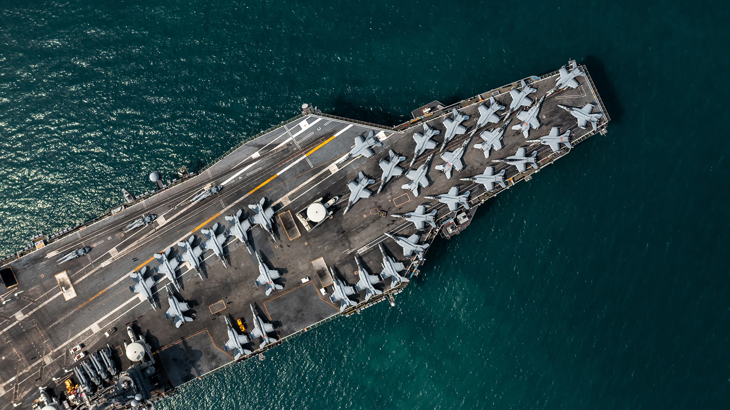 Aircraft carrier with planes on flight deck