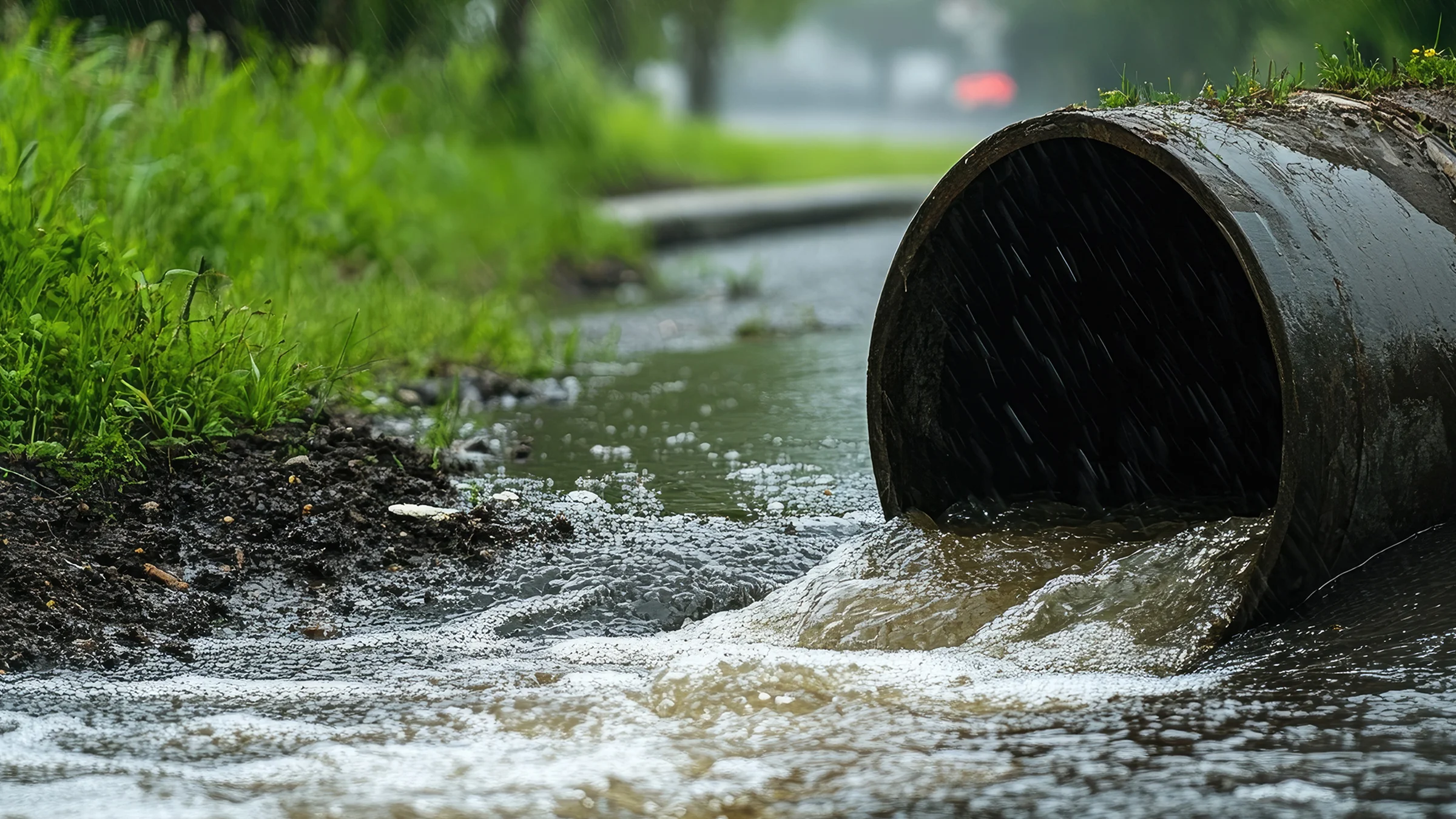 storm pipe and rainwater
