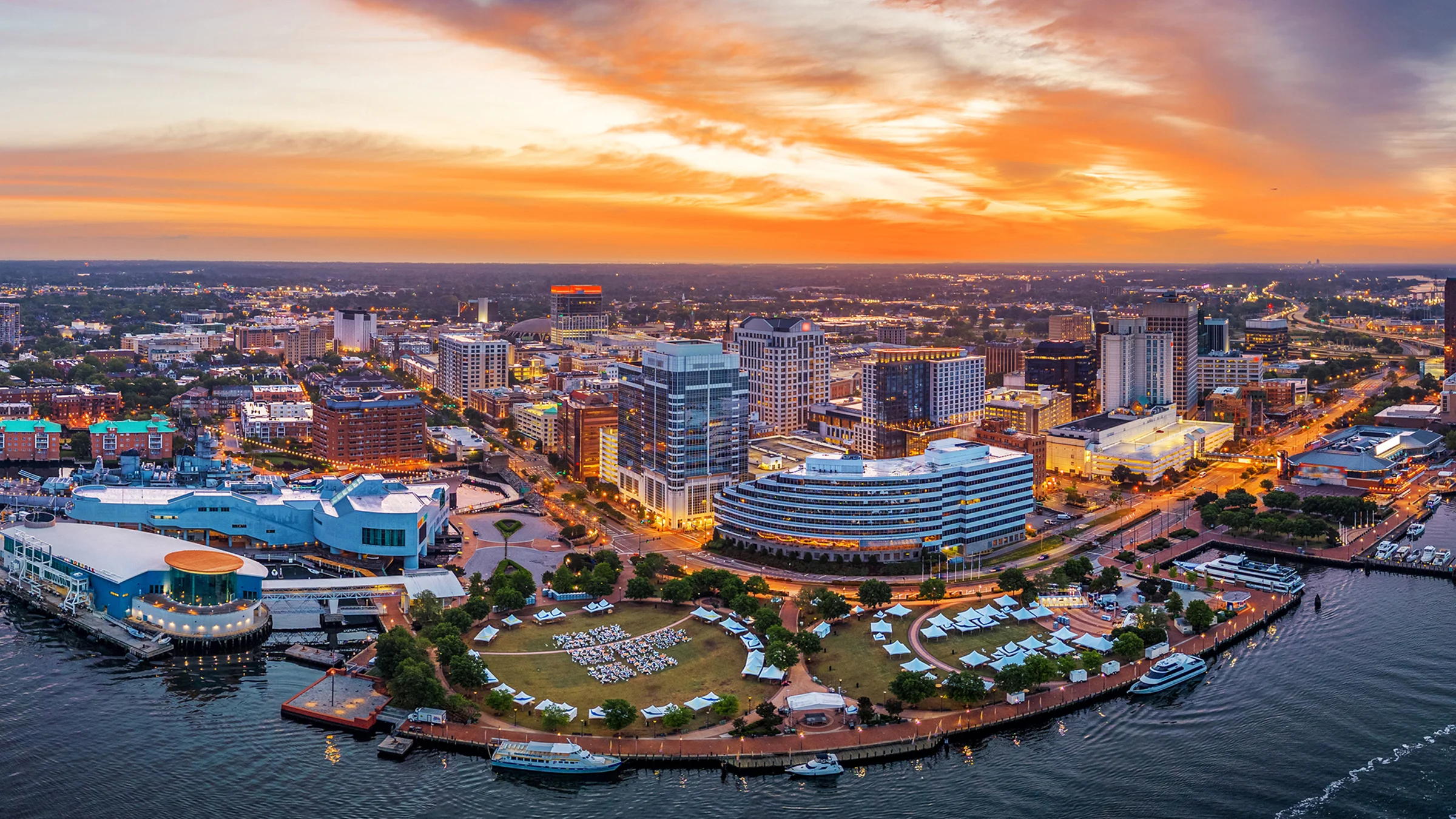 Downtown Norfolk Virginia harbor