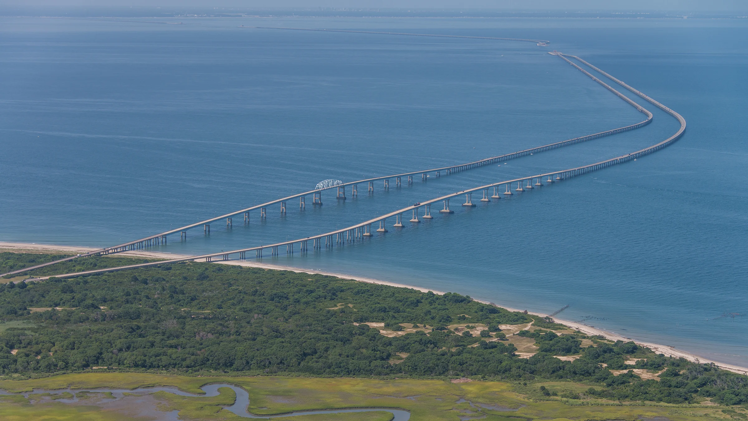 Chesapeake Bay Bridge Tunnel and bay