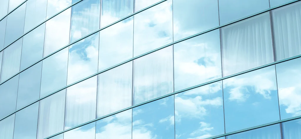 Outside windows of a tall building