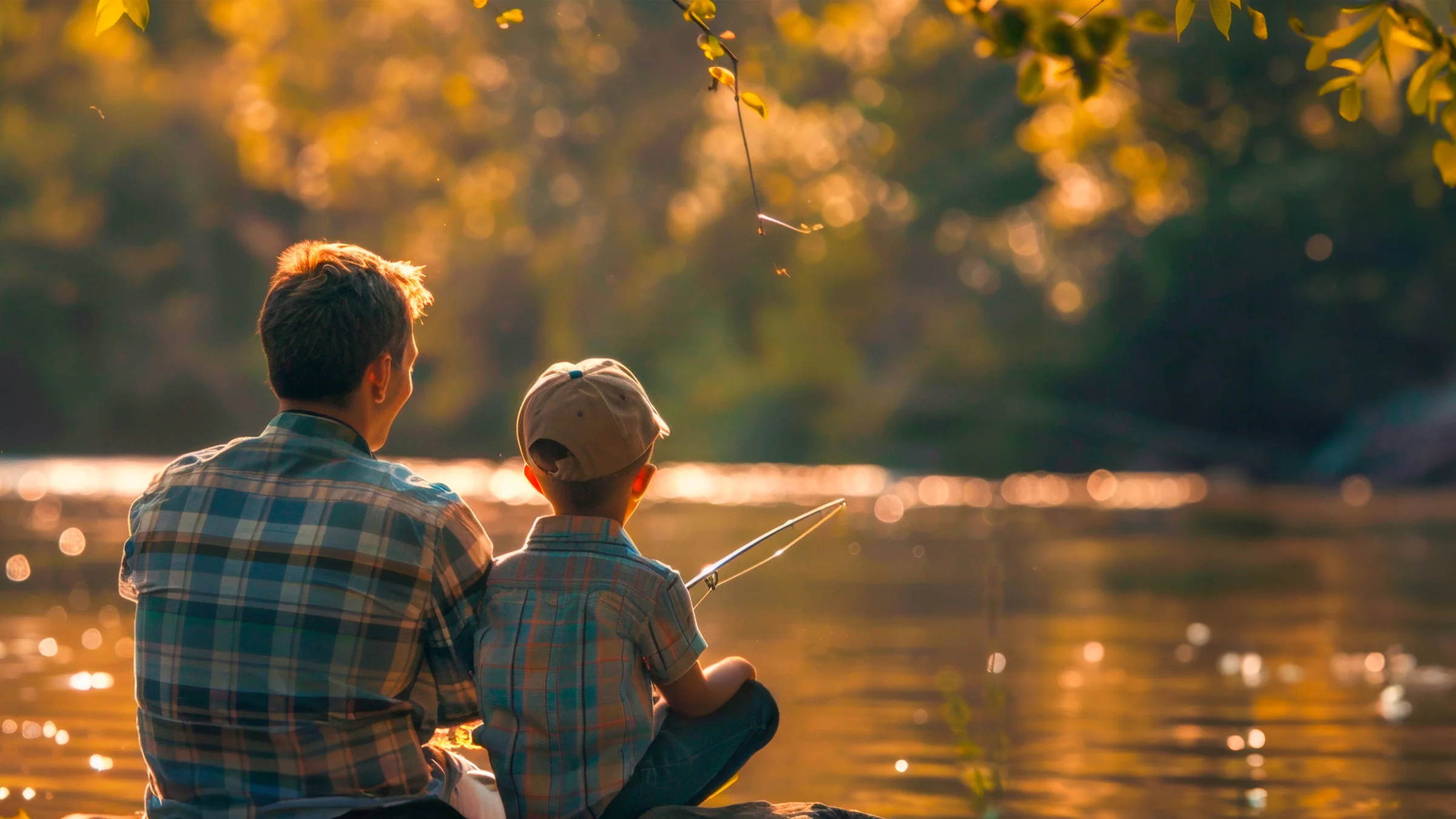 father and son fishing