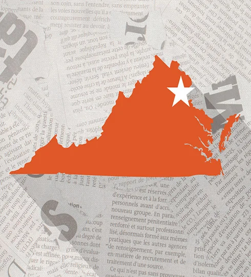 Orange state of Virginia with McLean indicated with a white star