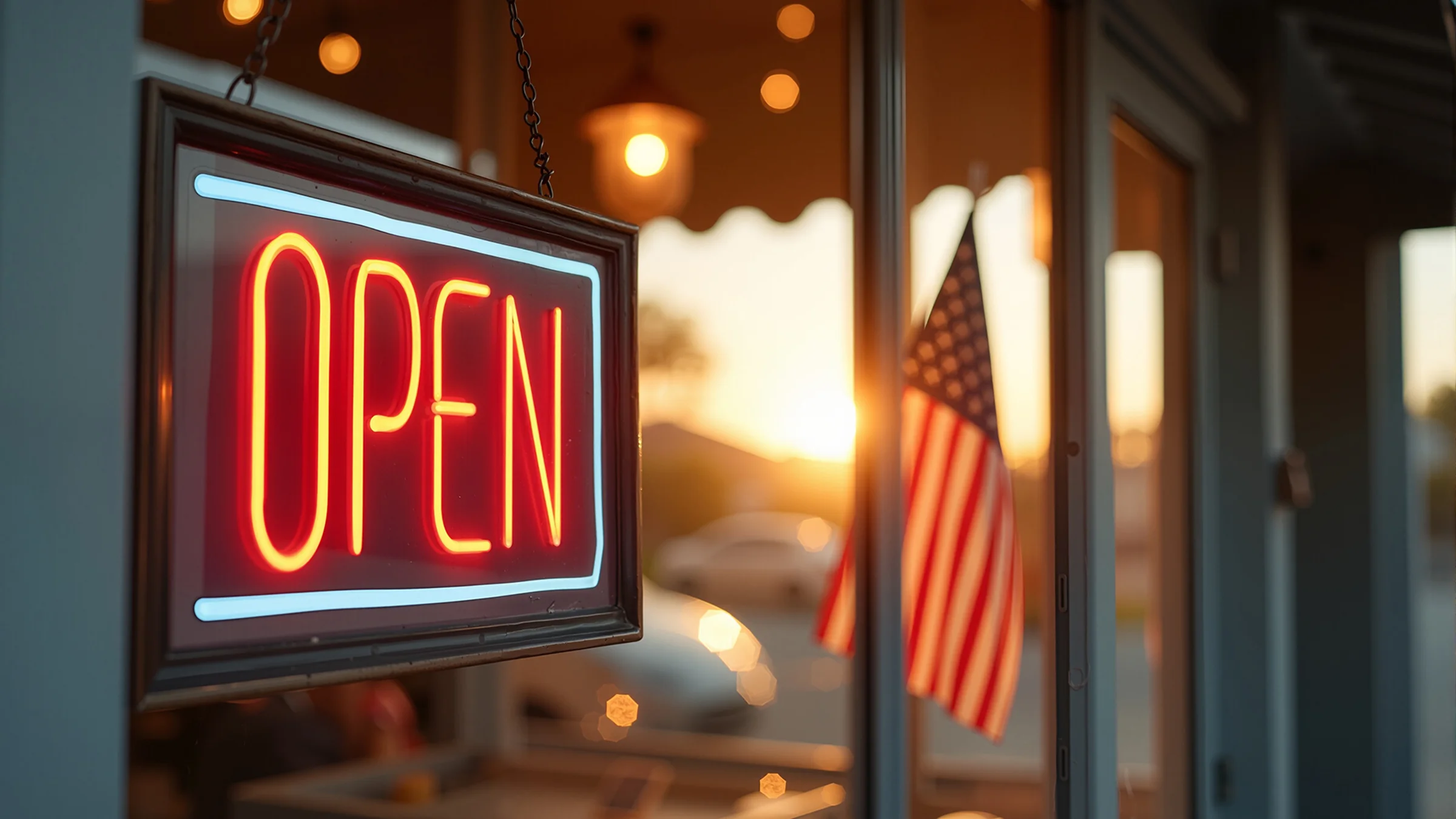 Open sign on restuarant