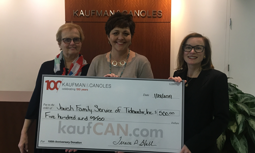 Kaufman & Canoles donates to Jewish Family Services of Tidewater, Inc.