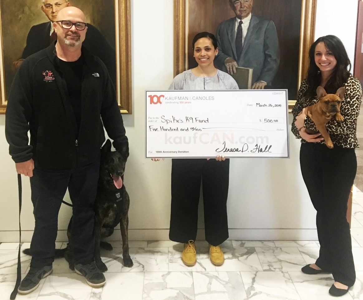 Kaufman & Canoles donates to Spike's K9 Fund