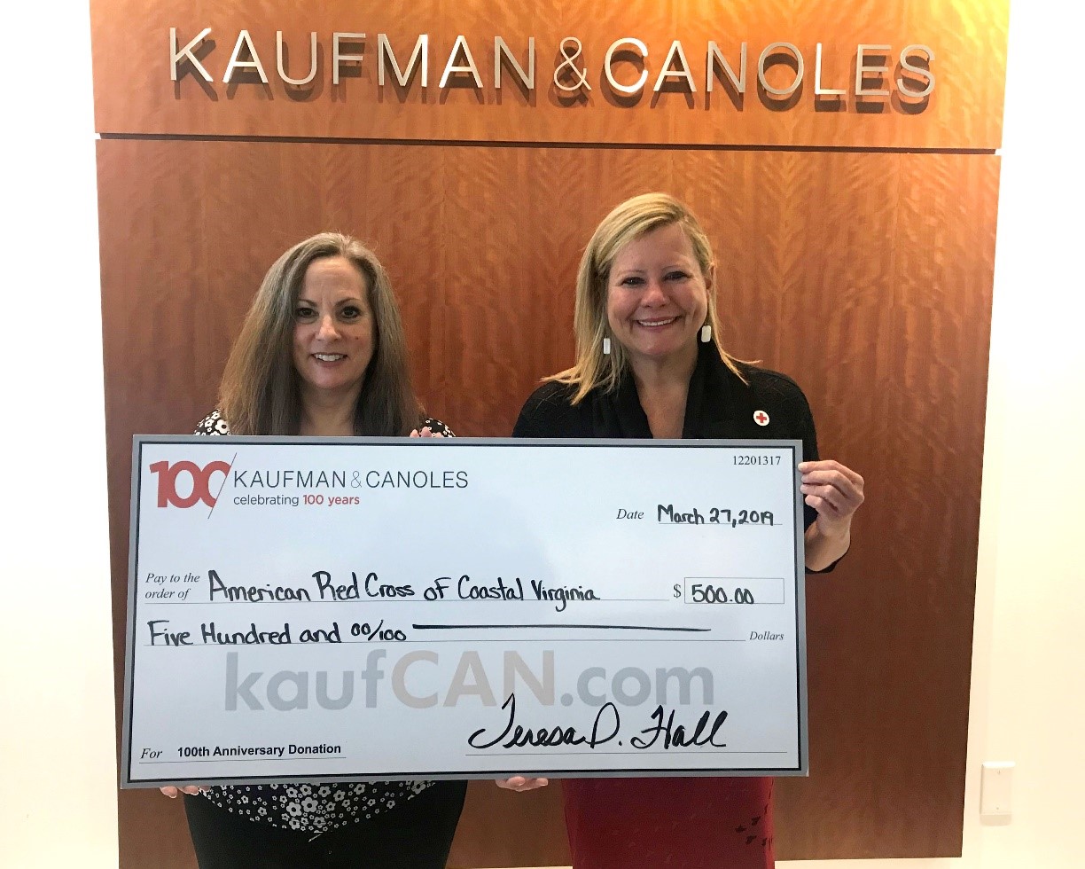 Kaufman & Canoles donates to American Red Cross of Coastal Virginia