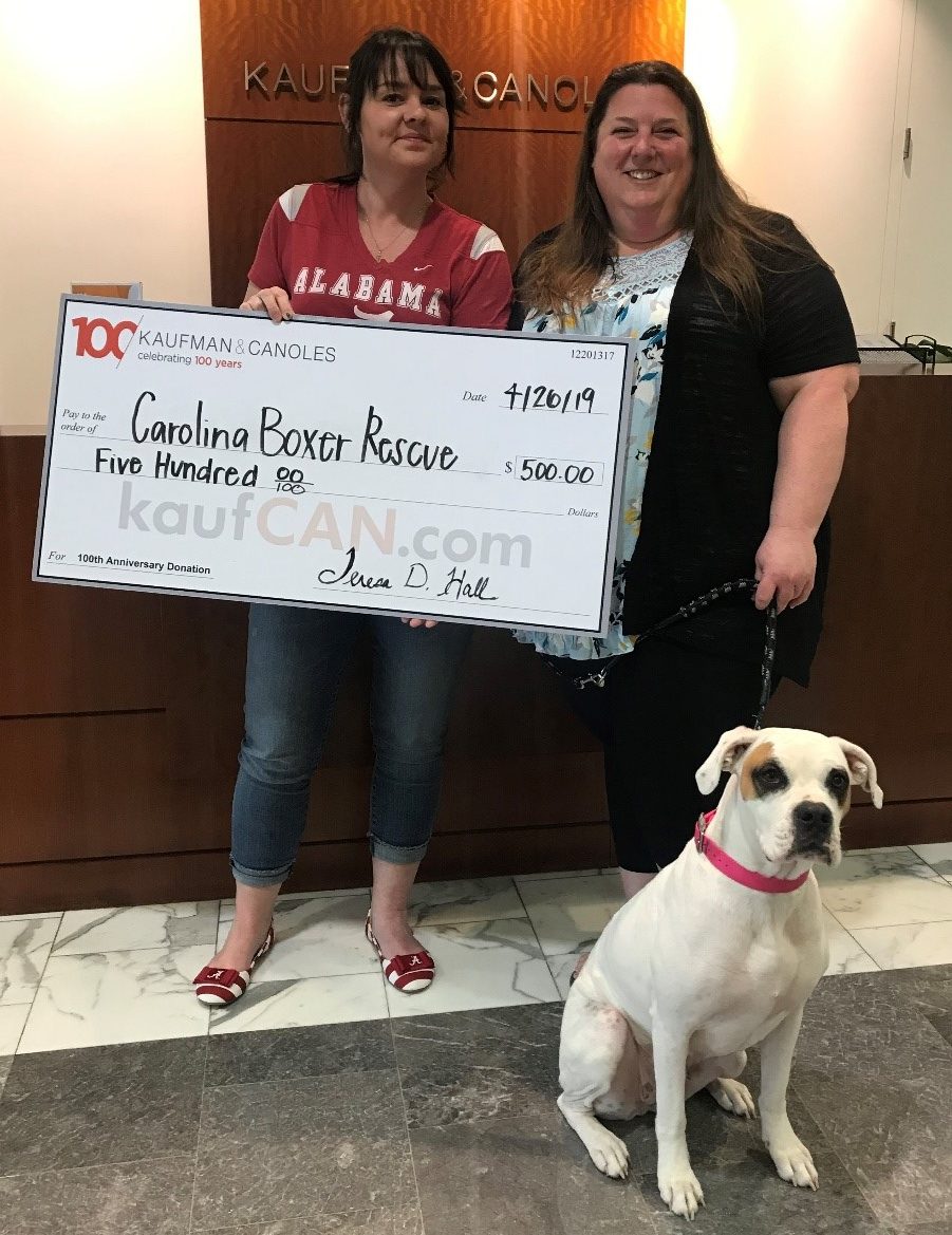 Kaufman & Canoles donates to Carolina Boxer Rescue