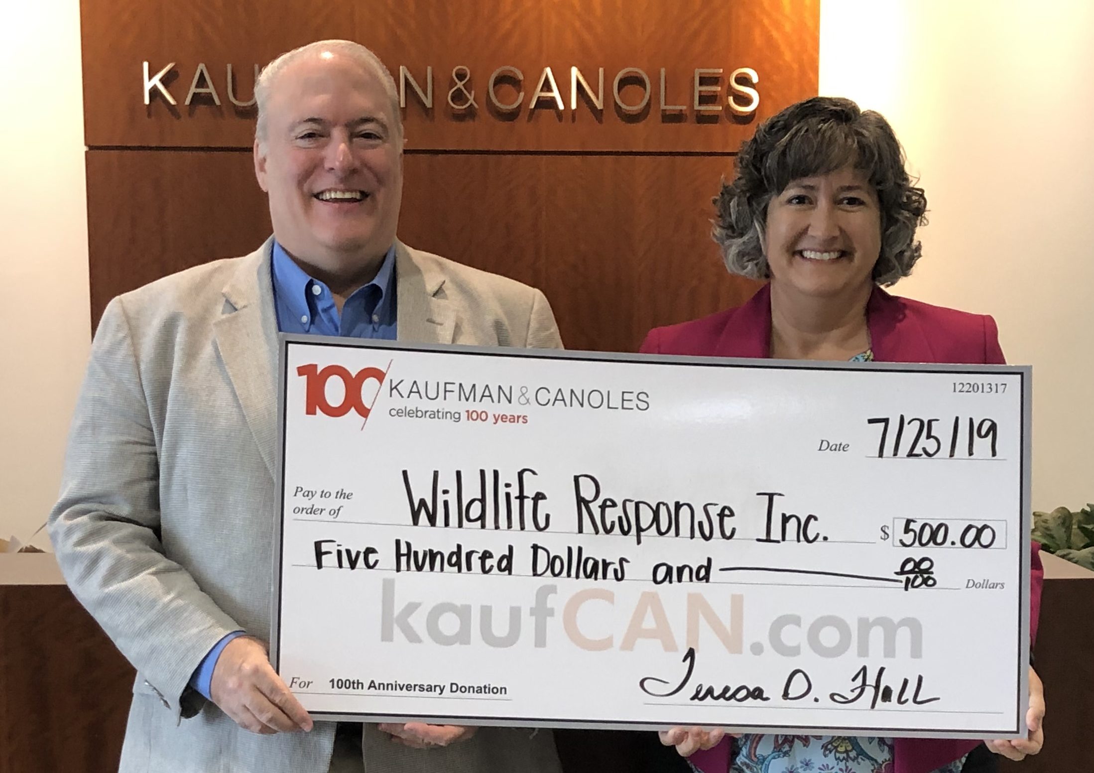 Kaufman & Canoles donates to Wildlife Response, Inc.