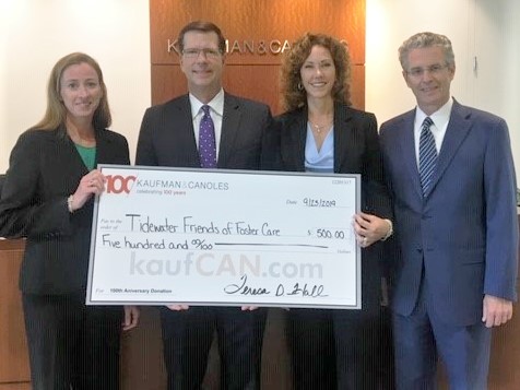Kaufman & Canoles donates to Tidewater Friends of Foster Care
