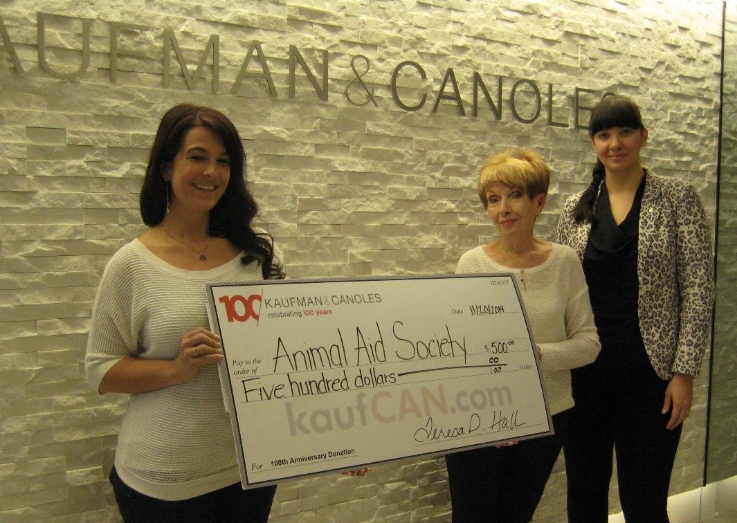 Kaufman & Canoles donates to the Animal Aid Society in Virginia